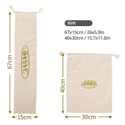 Linen Bread Bags Reusable Drawstring Bag For Loaf Homemade Artisan Bread Storage Bag Linen Bread Bags For Baguette