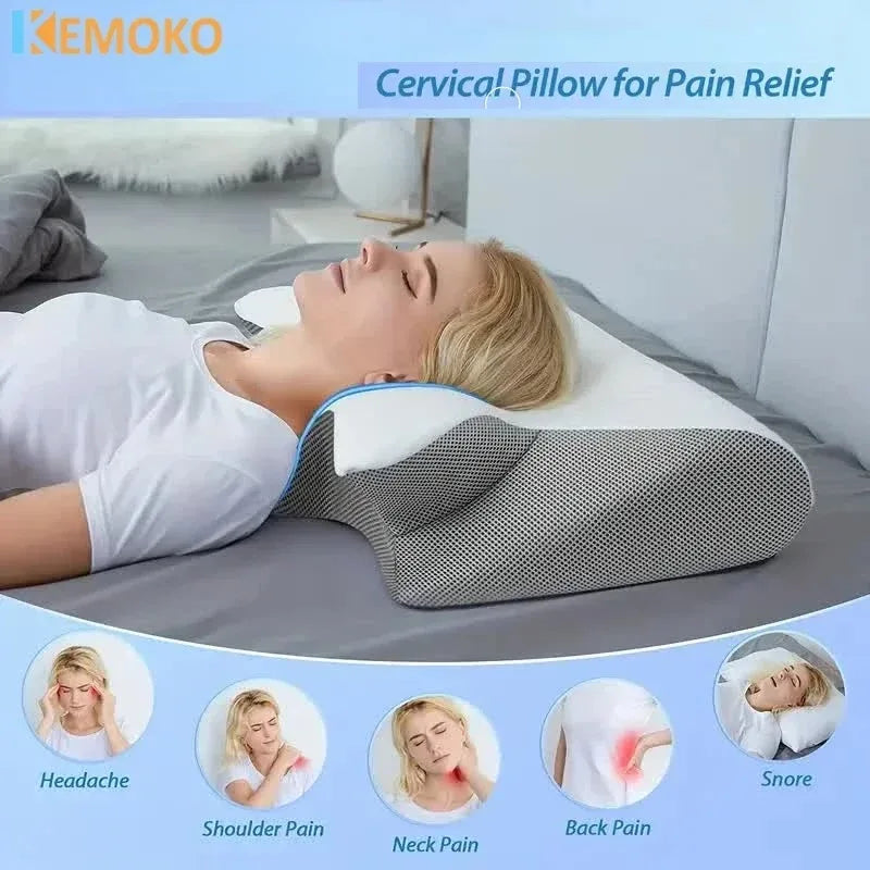 New Deep Sleep Pillow Horn Butterfly Pillow Cervical Spine Pillow Neck Pillow Sleeping Pillow Slow Rebound Memory Cotton Pillow