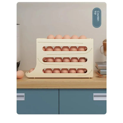 Refrigerator Egg Storage Box 4 Layers Automatic Rolling Egg Holder Kitchen Refrigerator Egg Dispenser Fridge Organizer
