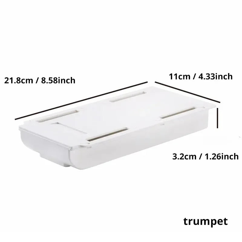 White SelfAdhesive Storage Drawer Box Makeup Pencil Tray Desk Hidden Under Desk Stand Self-adhesive Under-drawer Storage Box YH