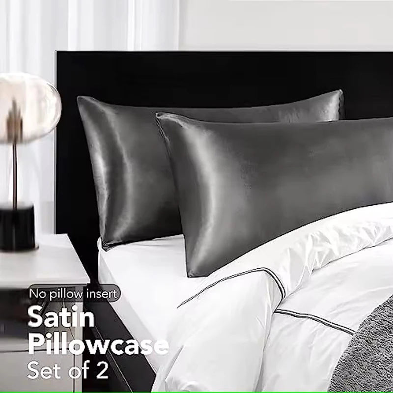 2pcs Satin Silk Pillowcase for Hair and Skin, Coral Pillow Cases Standard Size Set of Super Soft Pillow Case