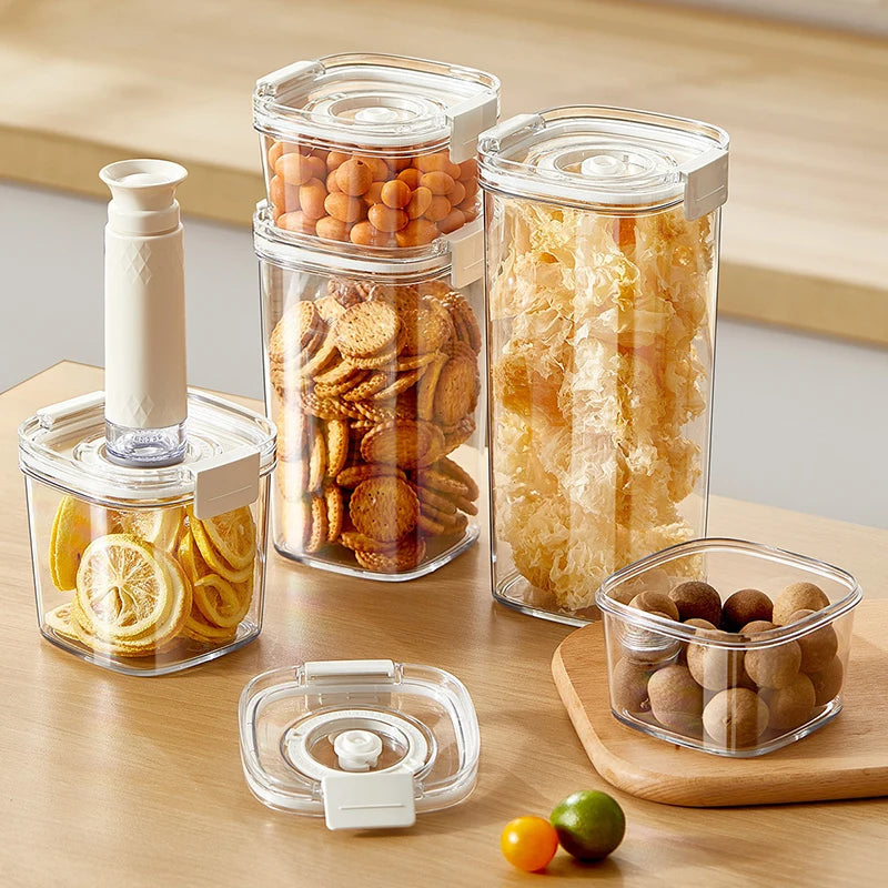Vacuum Sealed Tank Coffee Beans Vacuum Jar Kitchen Cereals Storage Box Airtight Container Moisture-Proof Sealed Canister for Tea