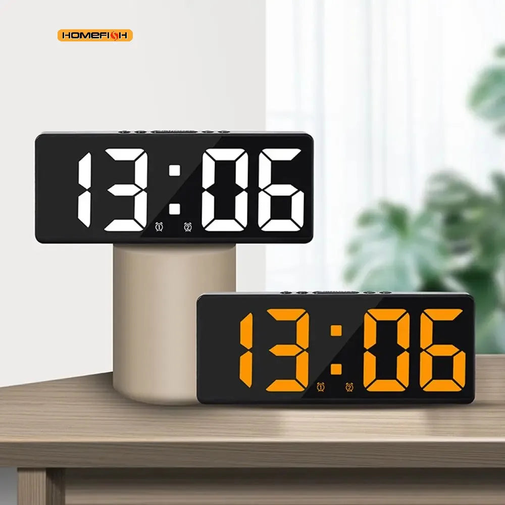 Creative Number Clock Color Nightlight Temperature Calendar Alarm Clock LED Large Number Electronic Clock Backlight Home Decor