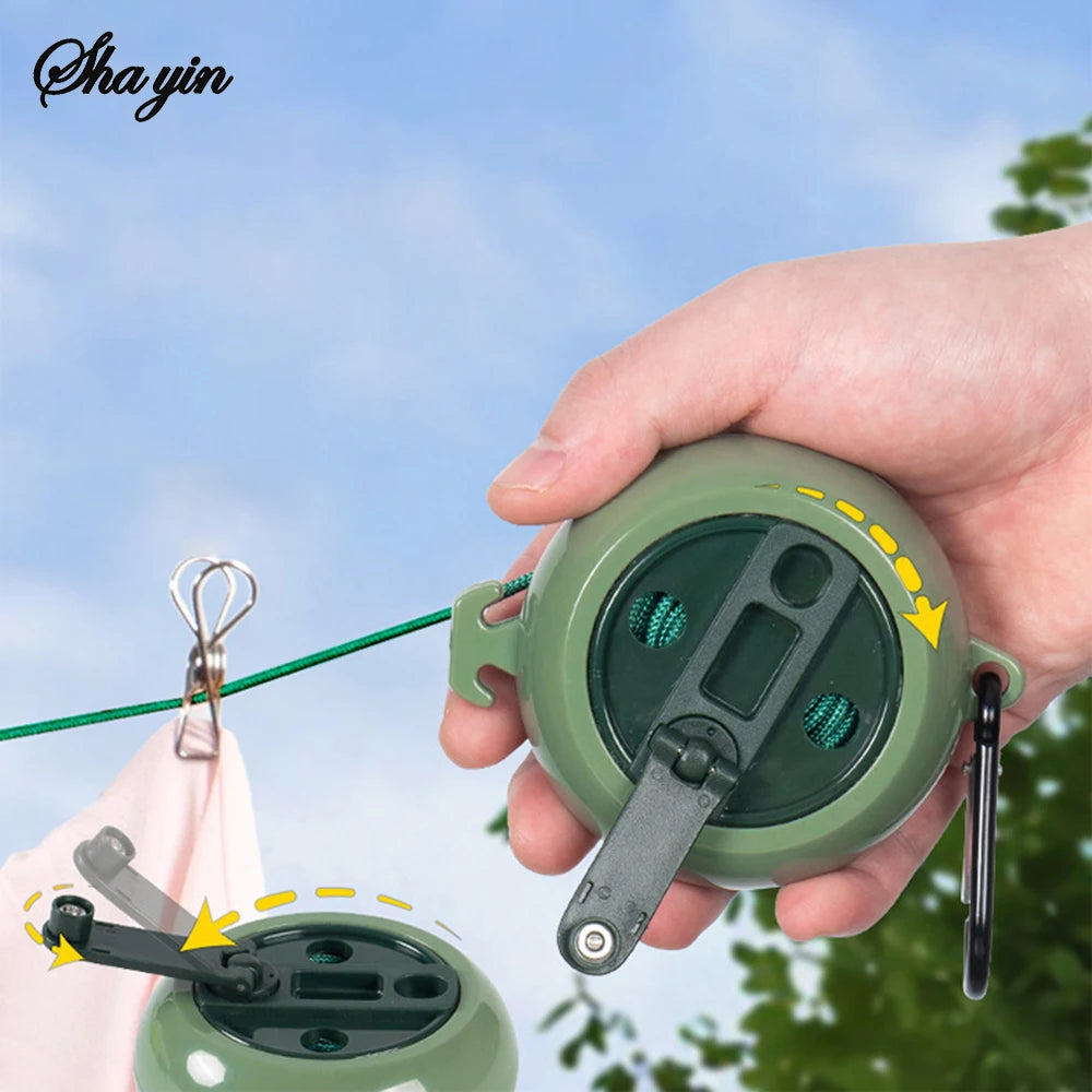 10M Retractable Clothesline Outdoor Travel Portable Clothes Drying Rack Windproof Washing Line For Camping Home Laundry Hanger