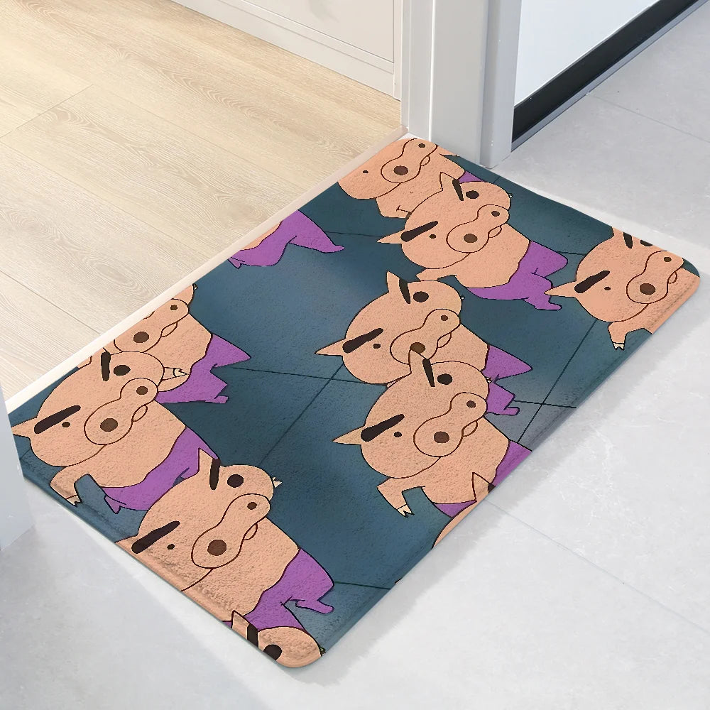 B-Buriburi-zaemon Floor Mat Graphic Printed Flannel Doormats For Bathroom Kitchen Entrance Carpet Home Decor