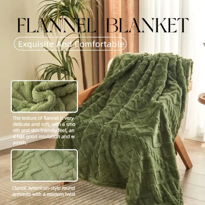 Ultra-Soft 3D Plush Fleece Blanket – Luxurious Dense Weave, Cozy Flannel Throw for Warmth
