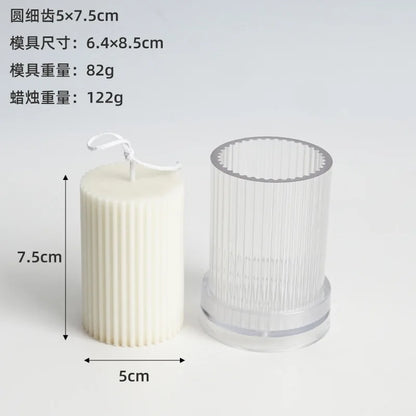 DIY Pinstripe Cylindrical Candle Mold 3D Flat Top Cylindrical Candle Making Supplies Durable and Easy To Release Plastic Mould