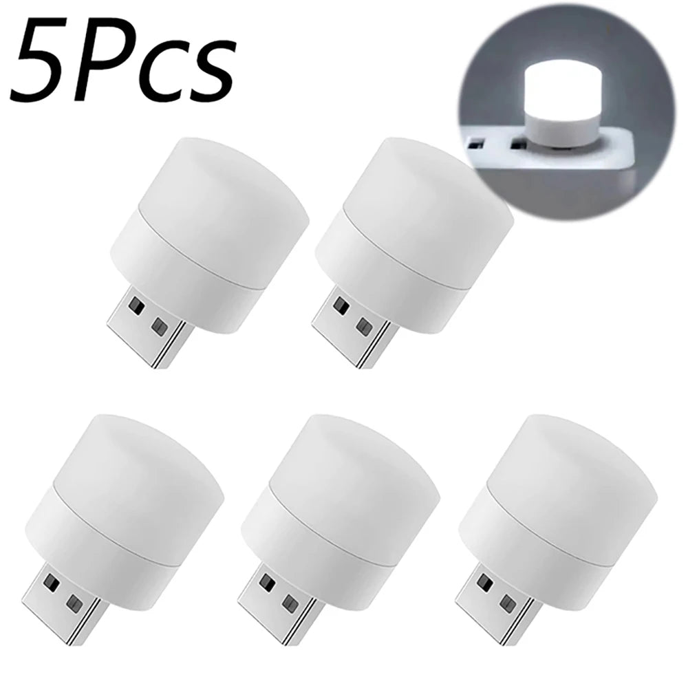 1/3/5/10Pcs USB Night Light Warm White LED Plug-In Light Bulb Portable Home Environment Light Energy-Saving Reading Night Light