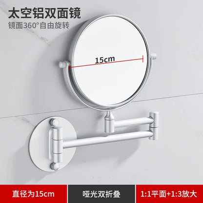 Bathroom Makeup Mirror Aluminum Black Gold Telescopic Mirror Folding Beauty Mirror Wall Hanging Double Sided Mirror Bathroom