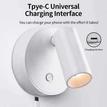 LED light magnetic USB Rechargeable Wall Light Spotlight Wireless No Punch Reading Light With Touch Switch Dimmable Bedside Lamp