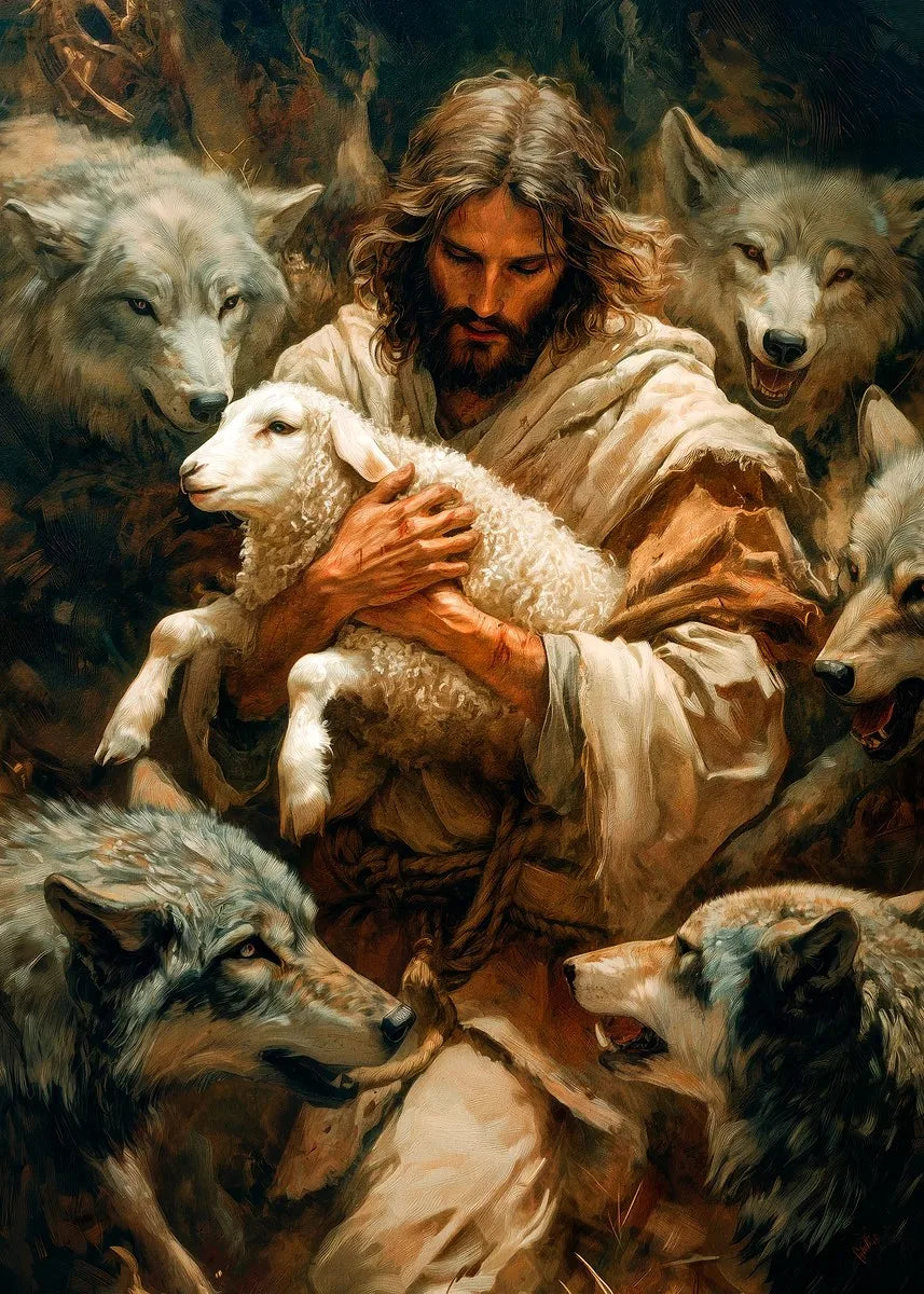 Retro Religion Jesus Walking On Water Lost Lamb Classic Posters Prints Canvas Painting Wall Art Picture Living Room Home Decor