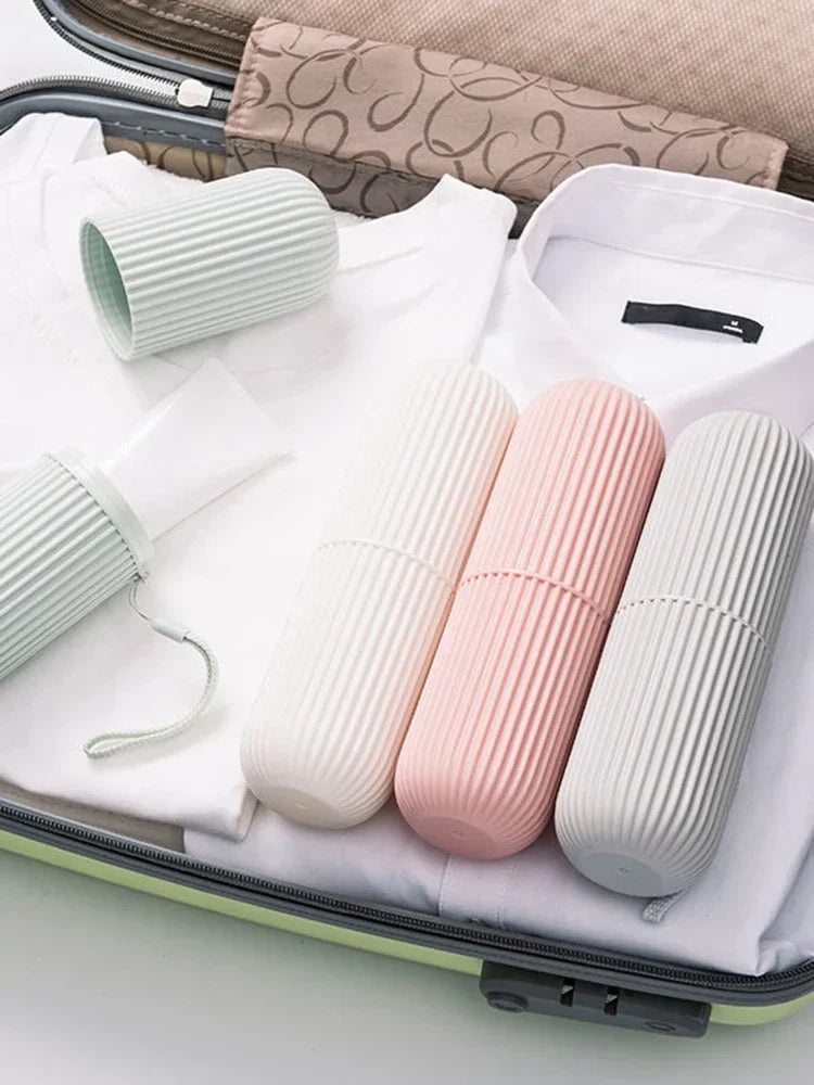 1Pc Portable Toothbrush Cup Bathroom Toothpaste Holder Storage Case Box Organizer Travel Toiletries Storage Cup New Creative