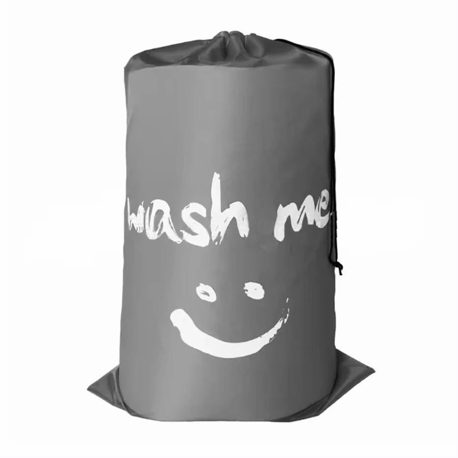 Smile Shape Nylon Laundry Bag Wash Me Travel Storage Pouch Machine Washable Dirty Clothes Organizer Wash Drawstring Bag