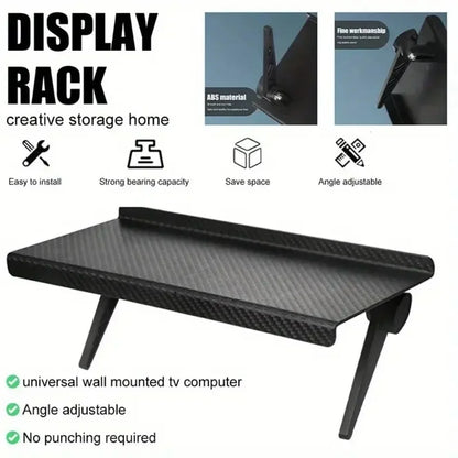 Adjustable TV Screen Top Storage Rack Computer Monitor Desktop Shelf for Wireless Router Set Top Box Media Box Home Organizer