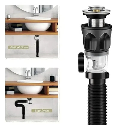 Stainless Steel Basin Odor Proof Drainage Pipe Set Drain Washbasin Sink Wall Drain Horizontal Drainage Pipe Kitchen Accessories
