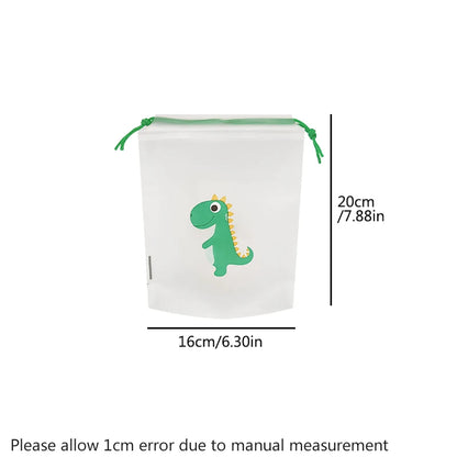 10 Transparent Drawstring Bags with Exquisite Cartoon Patterns, Waterproof and Easy-to-carry Grocery Storage Bags
