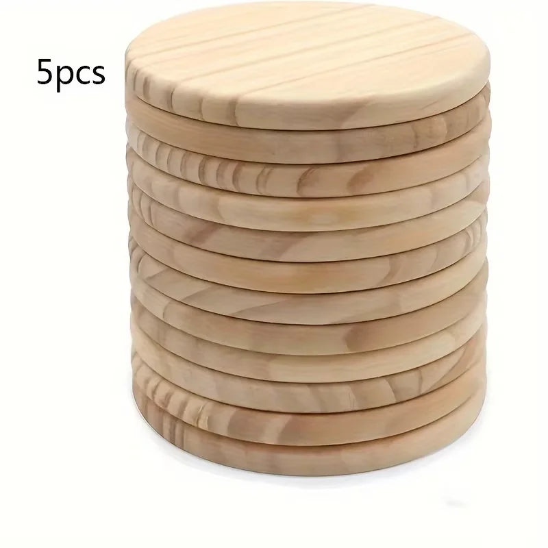 Wood Coasters Round Blank Wooden Coasters for Crafts with Non-Slip Silicon Dots for Home Decoration Mother Day Gift