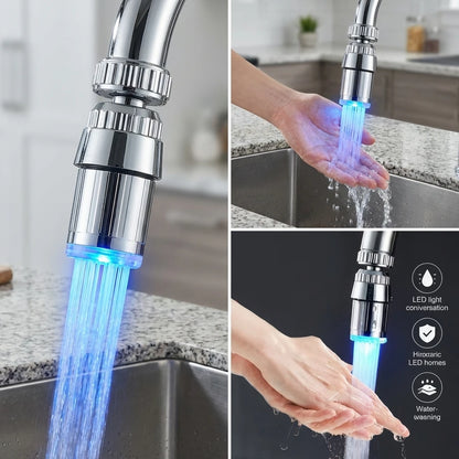 LED Faucet Head with Automatic 3-Color Change Water Saving Light Tap Nozzle for Kitchen Bathroom Aerator Stream Glow