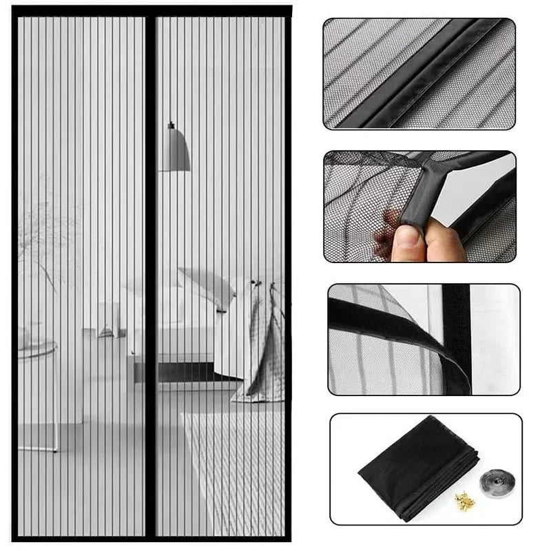 Magnetic Mosquito Net Curtain, Anti-Fly Auto Close Screen for Doors & Windows, Ventilation Mesh, No Drill Easy Install