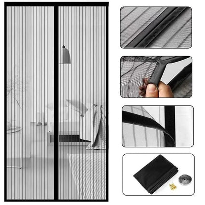 Magnetic Mosquito Net Curtain, Anti-Fly Auto Close Screen for Doors & Windows, Ventilation Mesh, No Drill Easy Install