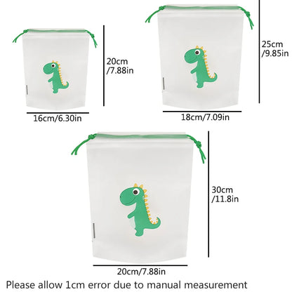 10 Transparent Drawstring Bags with Exquisite Cartoon Patterns, Waterproof and Easy-to-carry Grocery Storage Bags