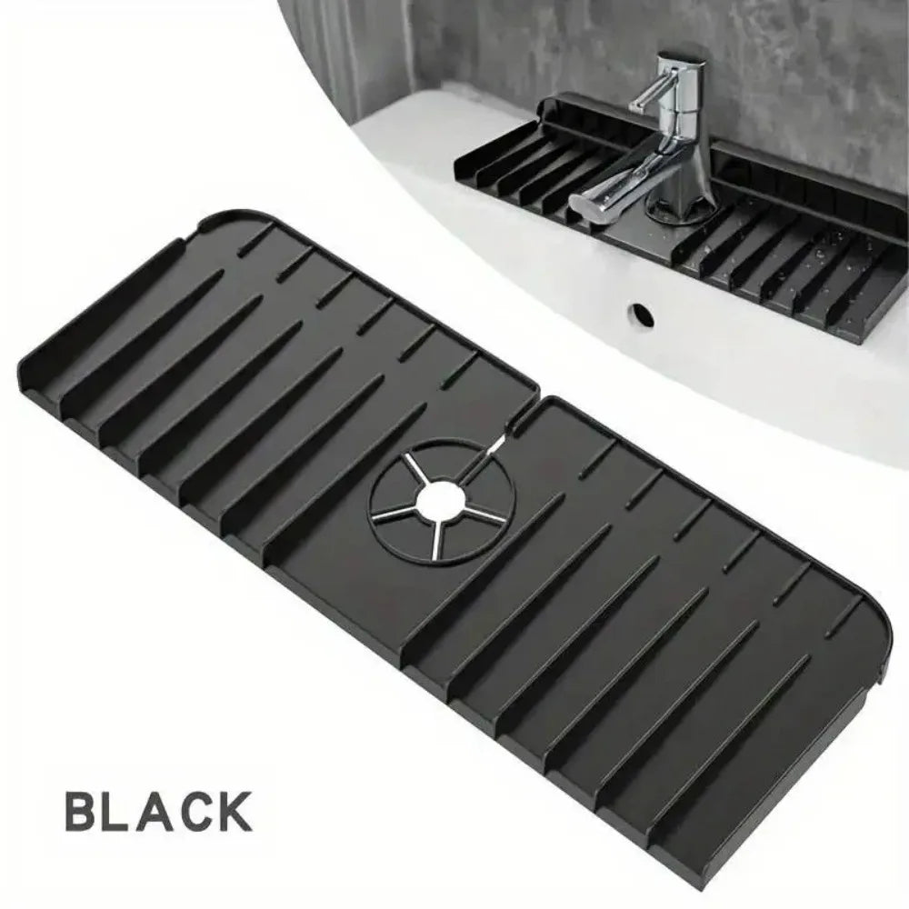 Silicone Faucet Mat Dish Soap Sponge Holder Sink Kitchen Countertop Drying Mat Bathroom Kitchen Sink Splash Guard Drain Pad