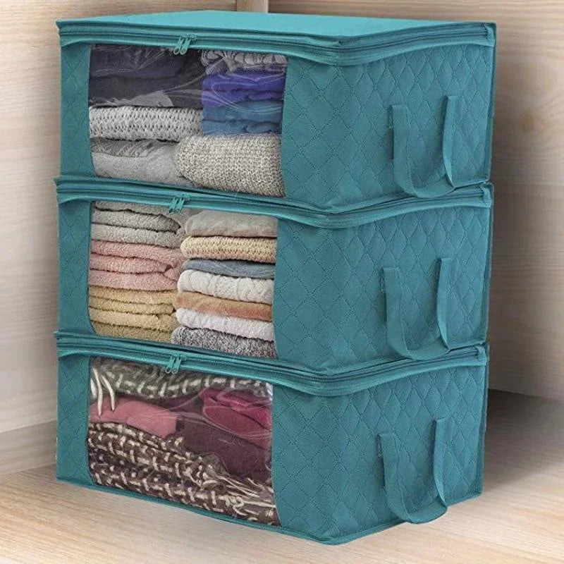 1Pcs Blanket Quilt Clothes Closet Box Bags Home Foldable Moisture-proof Storage Case Washable Zipper Household Cabinet Organizer