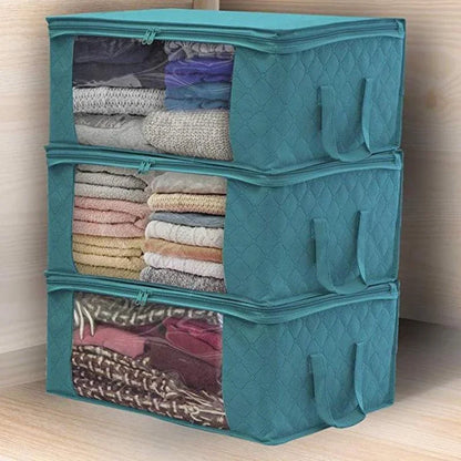 1Pcs Blanket Quilt Clothes Closet Box Bags Home Foldable Moisture-proof Storage Case Washable Zipper Household Cabinet Organizer