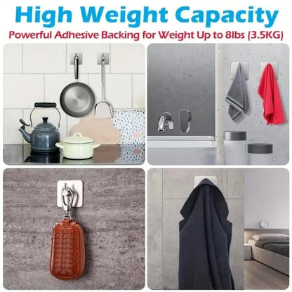 Adhesive Heavy Duty Wall Hook Waterproof Stainless Steel, Mounting - Bathroom and Bedroom