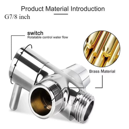 G1/2 inch diverter valve three-way T-type adapter for shower brass faucet connector bathroom faucet water diverter
