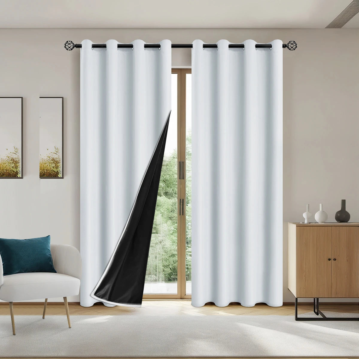 1panel Solid 100% Blackout Curtains with Grommets, Total Privacy Drapes for Bedroom, Living Room, Home Decor,Lightweight Curtain