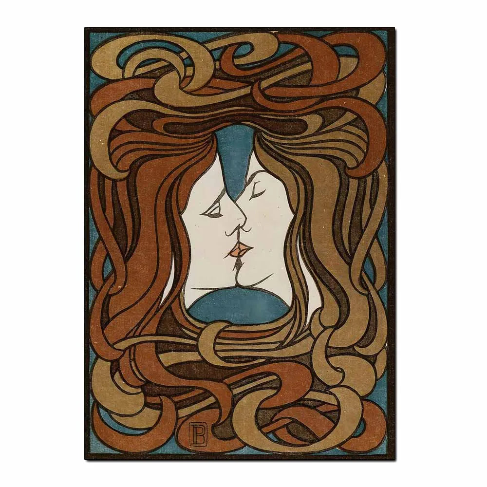 Art Nouveau Retro Poster Abstract Wallpaper Print Canvas Painting Wall Art Picture for Living Room Home Decor Aesthetic Mural