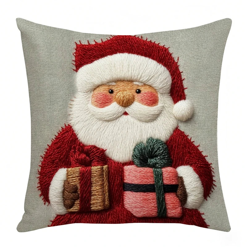 45cm Grey Red Christmas Pillowcase Cartoon Santa Snowman Elk Sofa Cushion Cover Home Bed Car Decor Merry Christmas 2025 2026