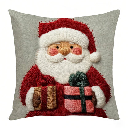 45cm Grey Red Christmas Pillowcase Cartoon Santa Snowman Elk Sofa Cushion Cover Home Bed Car Decor Merry Christmas 2025 2026