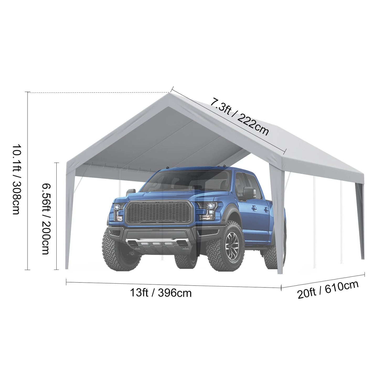 SucceBuy Carport Replacement Canopy Cover Garage Top Tent Shelter Tarp Heavy-Duty Waterproof & UV Protected with Ball Bungees