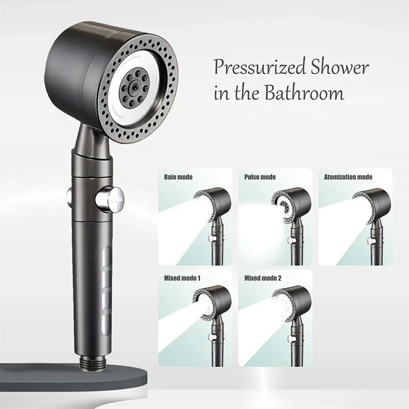 High Pressure Handheld Shower Head with One Button Stop Feature Water Saving Bathroom Accessory Set for Efficient Water Usage