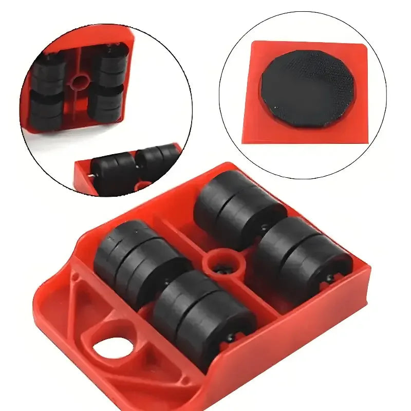 5PCS/set Furniture Mover Tool Set Heavy Stuffs Moving Roller With Bar Furniture Mover Lifter With Wheel Professional Moving Tool