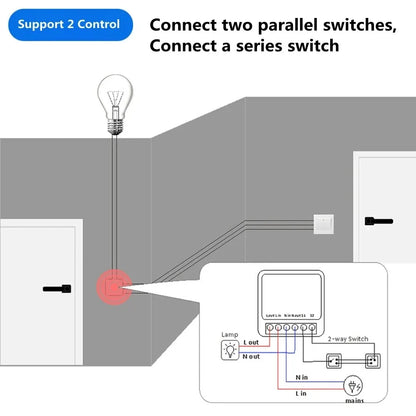 16A Tuya WiFi Smart Switch Module Mini Breaker 2-way Control Smart Life App Voice Control Work With Alexa Google Alice