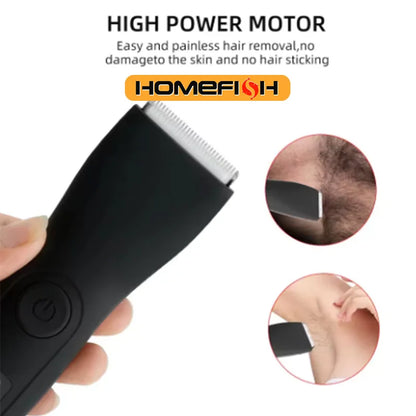 HOMEFISH Mens Body Hair Trimmer for Men Balls Women Lady Shaver Hair Removal Bikini Trimmer Groin & Body Shaver