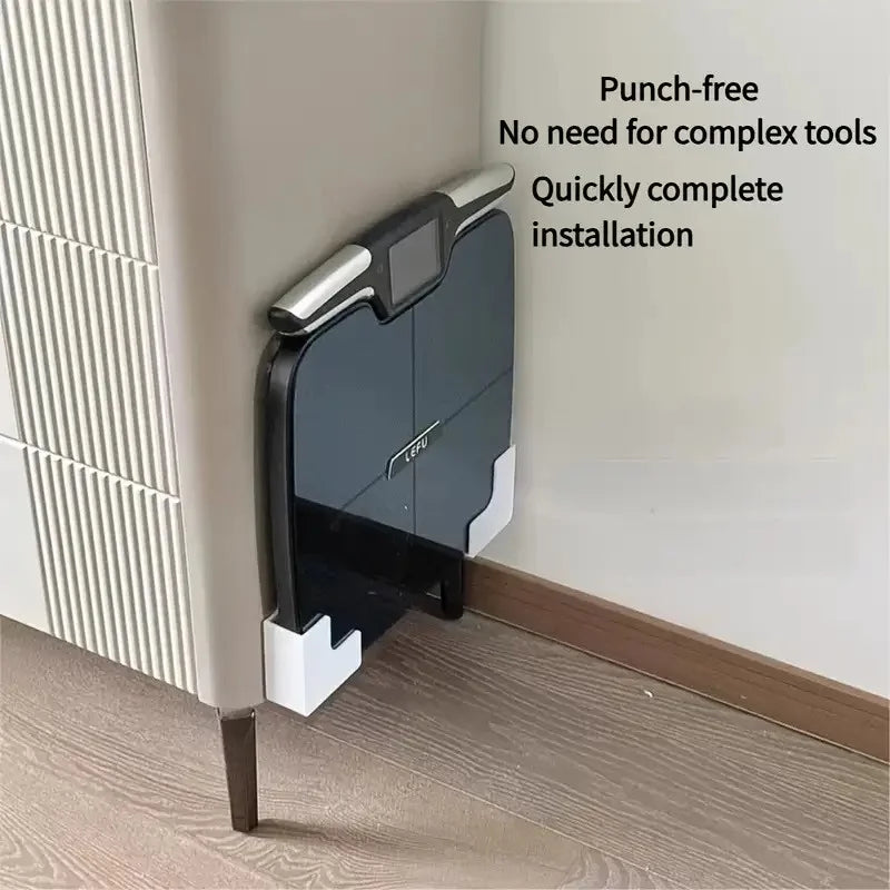 No-Drill Bathroom Storage Rack  Wall-Mounted Weight Scale Organizer with Strong Adhesive Space-Saving Durable for Gym Home Casa