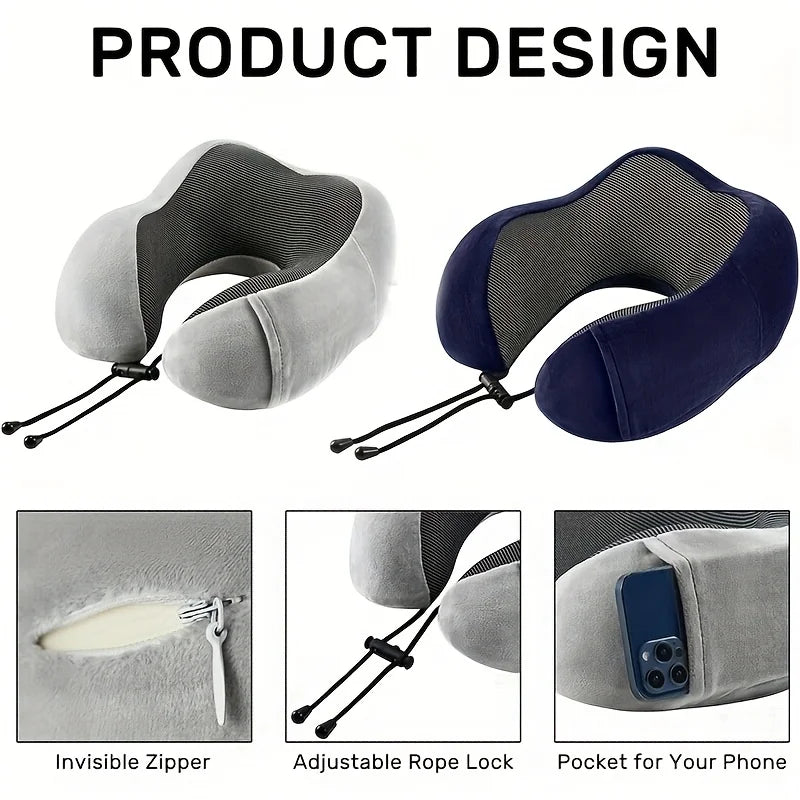 1pc Slow Rebound Travel Pillow,U-shaped Headrest Neck SupportPillow,Nap Pillow Travel Airplane Pillow For Office travel Airplane