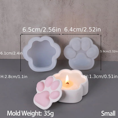 Cat Claw Storage Box Silicone Mold DIY with Lid Candle Jar Crafts Making Plaster Concrete Resin Ashtray Casting Molds Home Decor