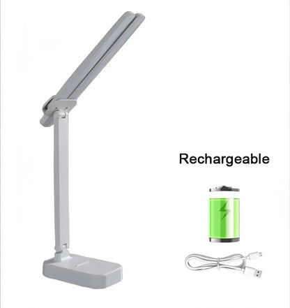 LED Touch Switch White Folding Desk Lamp Bedroom Bedside Study Reading Eye Care Night Lamp USB Plug-in Dimmable White Desk Lamp