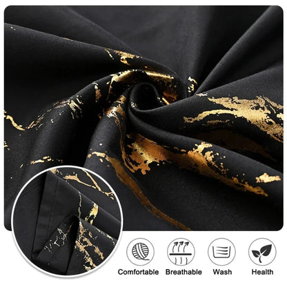 2pcs Luxury Marble Pattern Curtains with Rod Pocket, Blackout Curtains for Living Room, Bedroom, Home Decor, Window Curtains