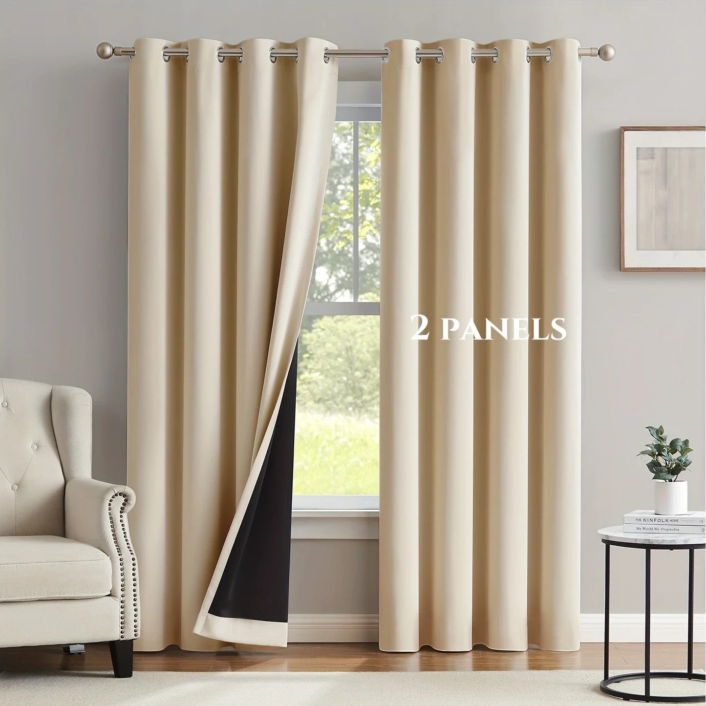 2pcs Modern 100% Blackout Solid Curtains, Window Curtains for Living Room, Bedroom, Kitchen, Home Decoration, Privacy Draps