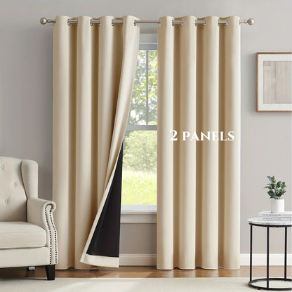 2pcs Modern 100% Blackout Solid Curtains, Window Curtains for Living Room, Bedroom, Kitchen, Home Decoration, Privacy Draps