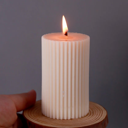 Classical Striped Roman Cylindrical Silicone Candle Mold Columnar Striped DIY Candle Holder Making Design Shape Candle Handmade