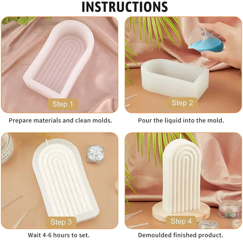 Rainbow Arch Candle Mold, Striped U-Shaped Silicone Mold, Abstract Architectural Resin Moulds for Soap Tray, Handmade Candle 1pc