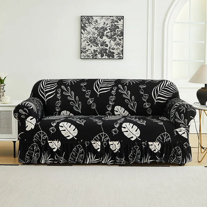 1 PC Printed sofa cover with skirt high elasticity soft hand feel pet stain resistant decorative sofa