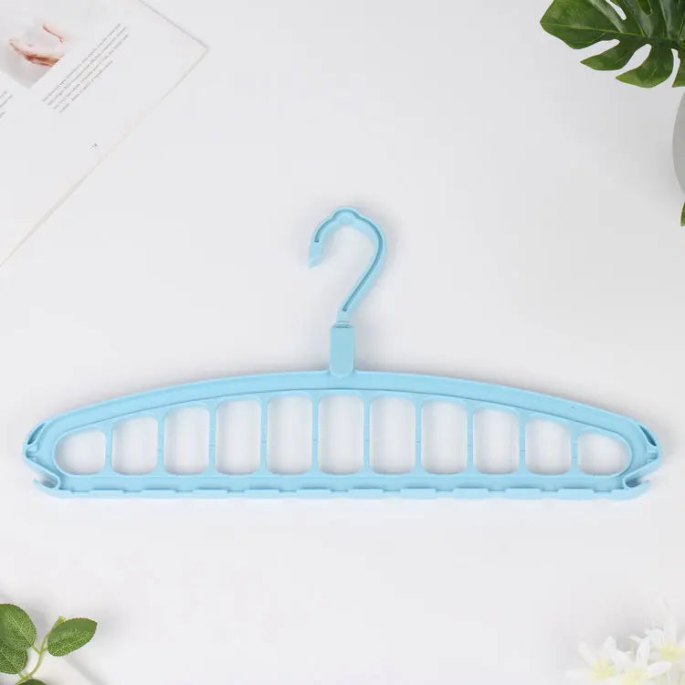 Multi functional clothes hanger, dormitory, household clothes hanging, folding clothes hanger, 11 hole clothes rack storage tool
